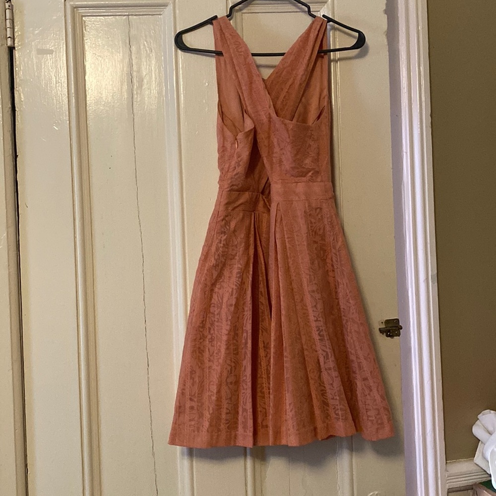 BCBG Peach Embroidered Dress